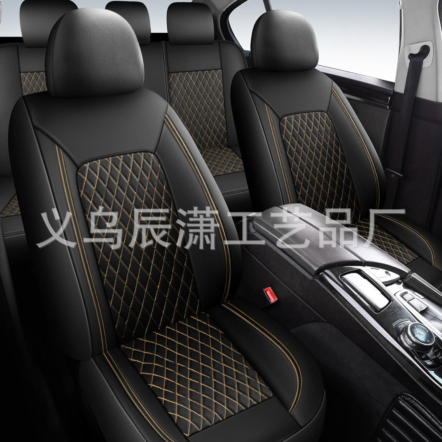 Cross-Border Hot-Selling New Model Single-Line Diamond Quilted Embroidered Pu Leather Universal Car Seat Cover 5-Seater Car Seat Cushion