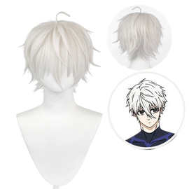 动漫COS假发套 蓝色监狱 凪诚士郎 银白色男发反翘短直发呆毛造型