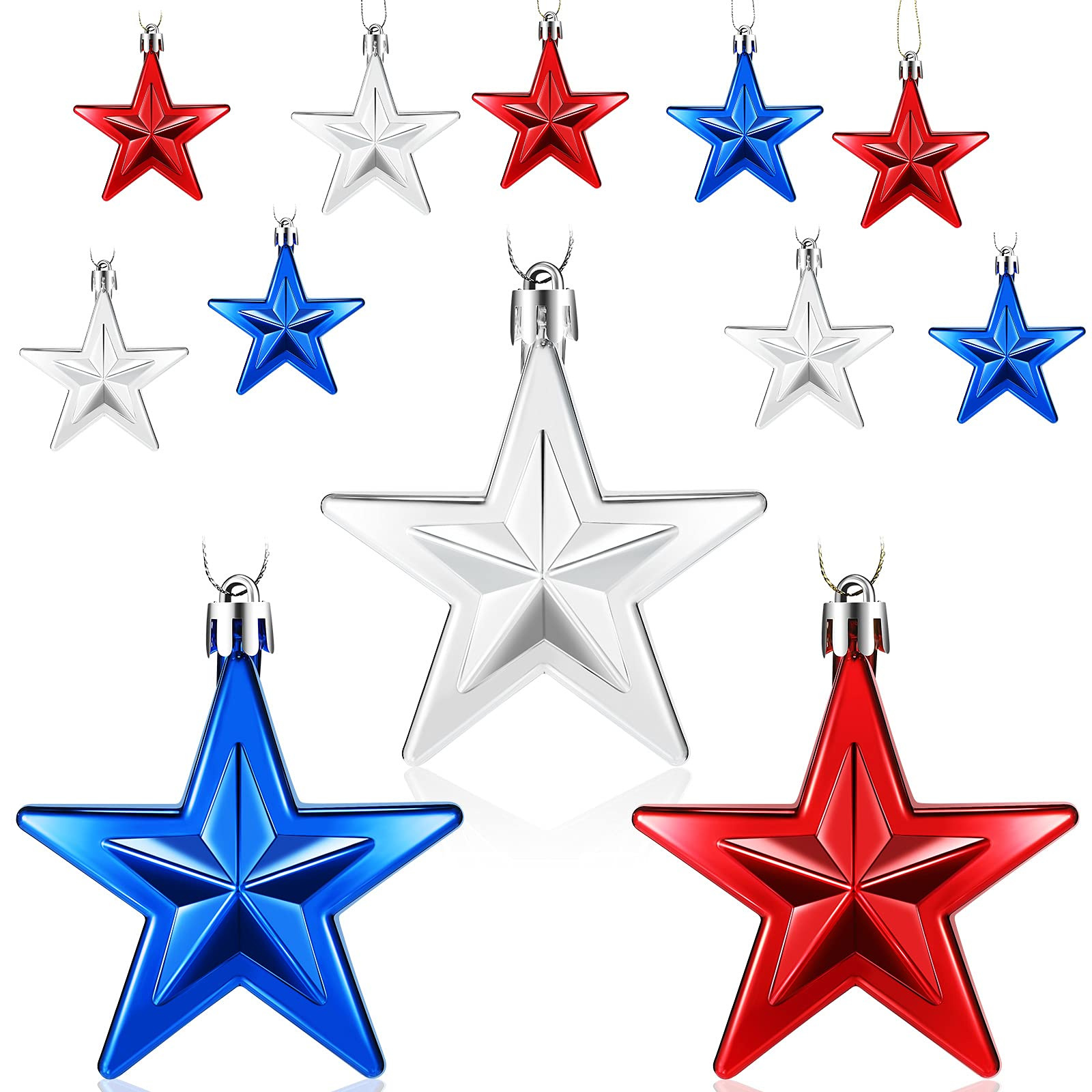 Transfronterizo especial para nosotros día nacional 7cm conjunto 6 color mezclado pentagrama estrella colgante decorativo de plástico