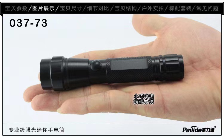 Pailide 037-73 Aluminum Alloy Split High-Brightness White Light Led Bright Flashlight Mini Aa5 Battery Student