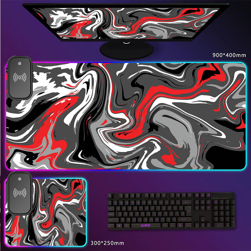 Transfronteriza al por mayor de fábrica nuevo patrón abstracto serie de carga inalámbrica mouse pad color mágico luminoso RGB mouse pad