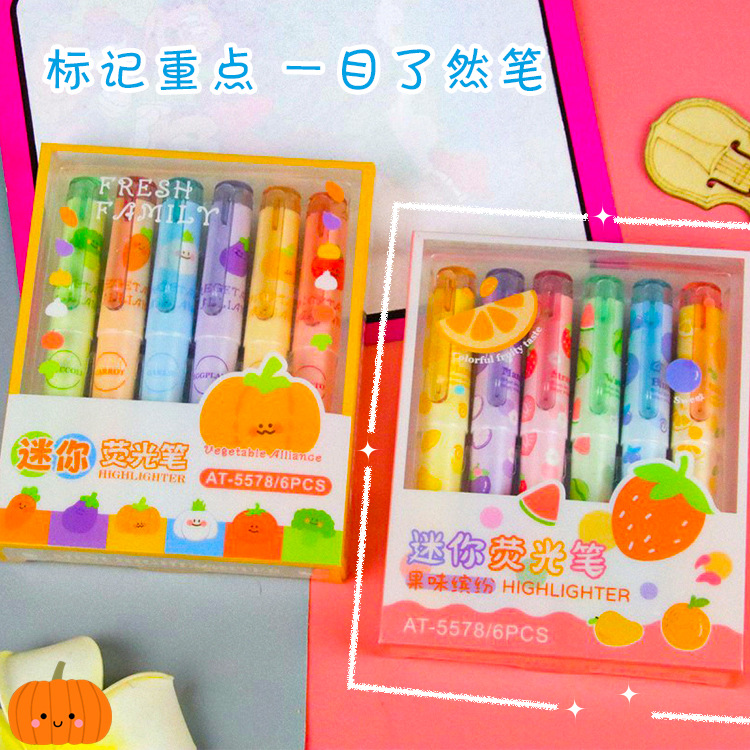 Mini resaltador de bolsillo creativo, resaltador portátil de protección ocular de cabeza suave, resaltador de conocimiento para estudiantes