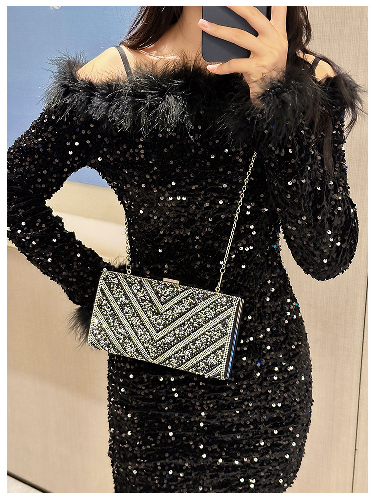 2025 Cross-border new dinner bag, European and American women's handbag, diamond-encrusted banquet clutch, evening dress bag, women's bag undefined