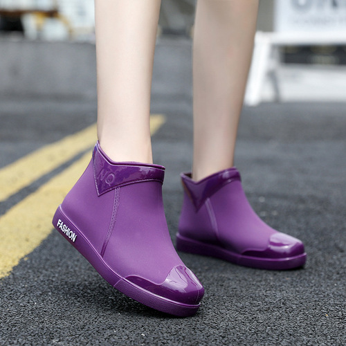 Korean Fashion Waterproof Shoes Women Rain Boots Short Leg Open Top Wear Kitchen Work Rubber Shoes Covers Summer Women's Item Dropshipping