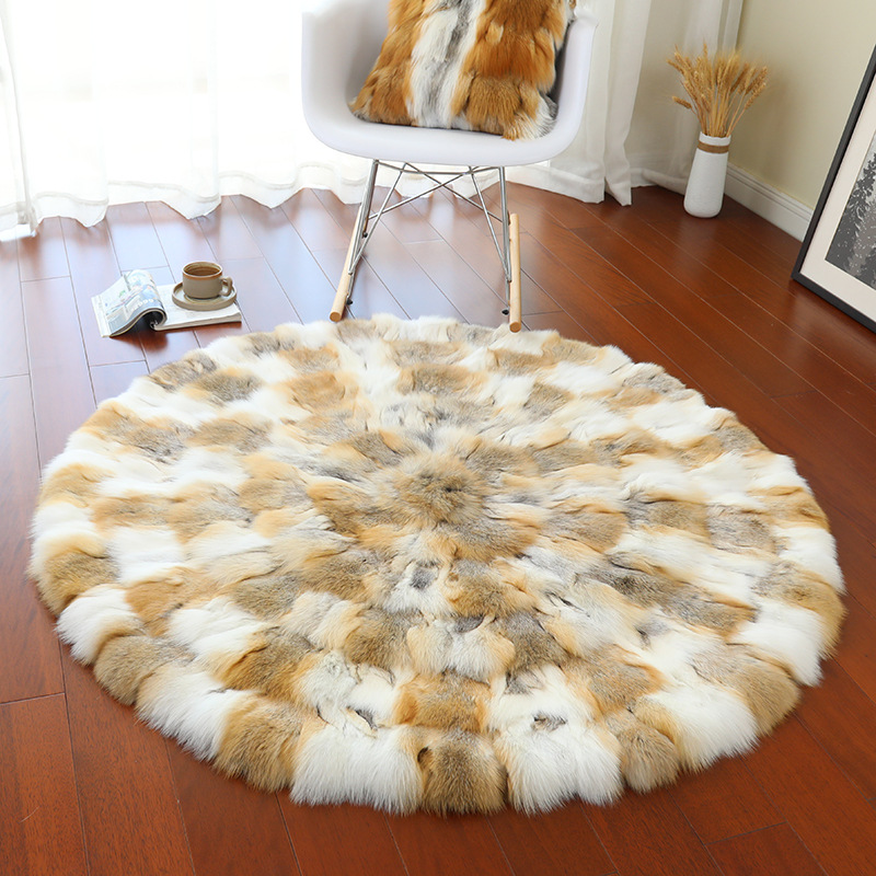 简哆哆 – Car Carpet Fox Fur - golden-island-fox-natural-fox-fur-approx-48cm-diameter-seat-cushion