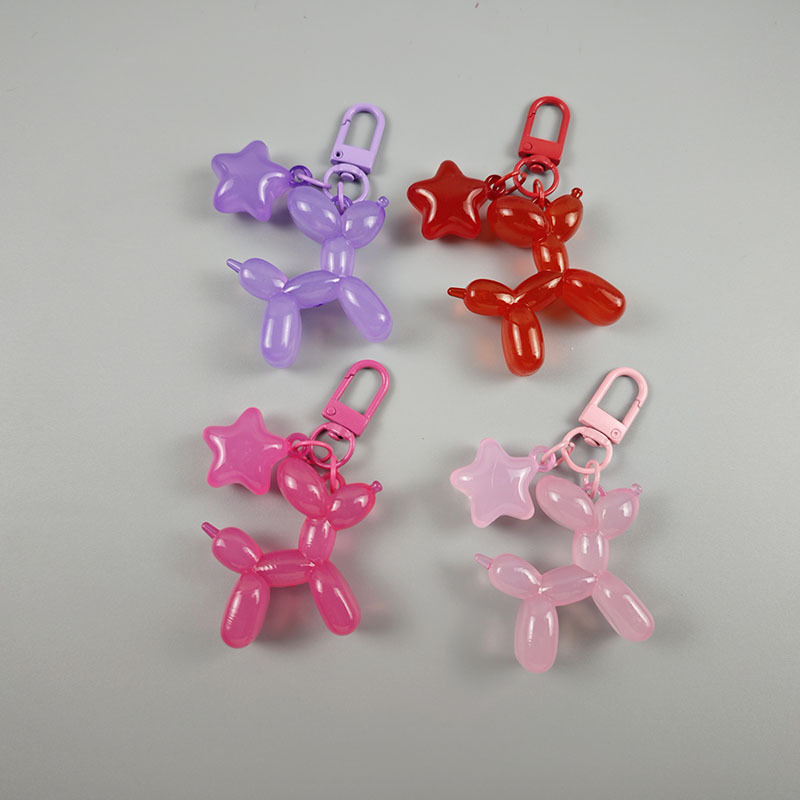亚克力透明气球狗五角星钥匙扣包包装饰挂件少女心闺蜜小情侣礼物