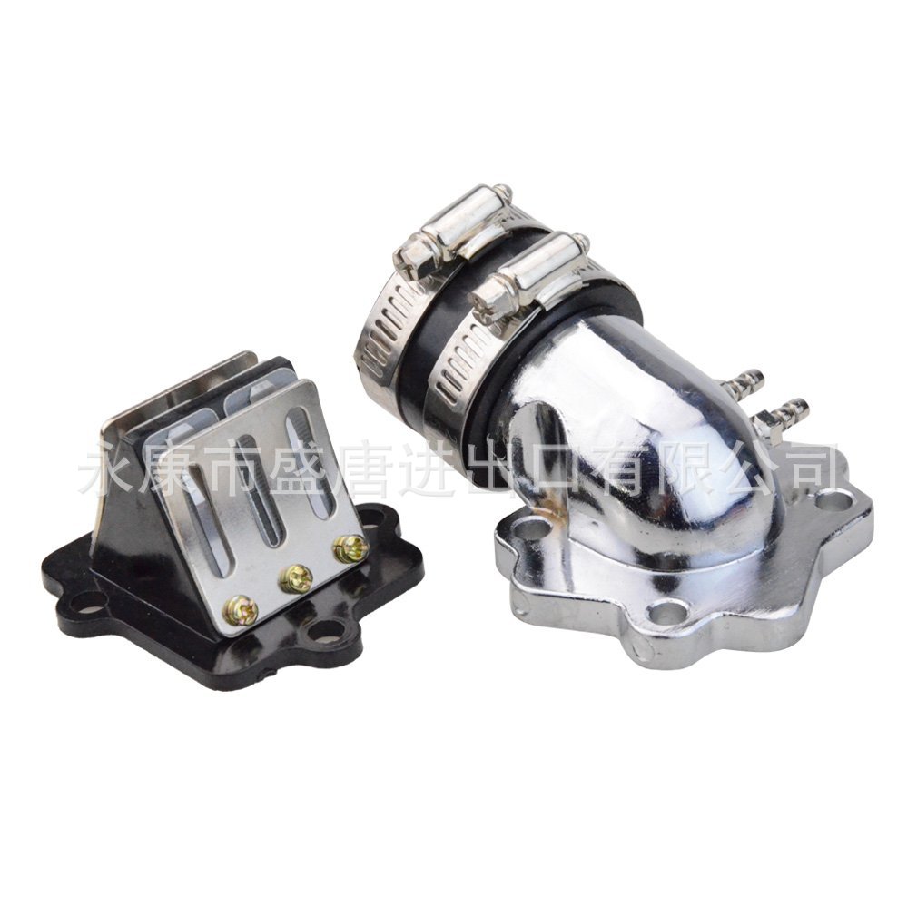 GOOFIT Intake Manifold Adapter with Reed Valve for 2-Stroke 50cc Moped