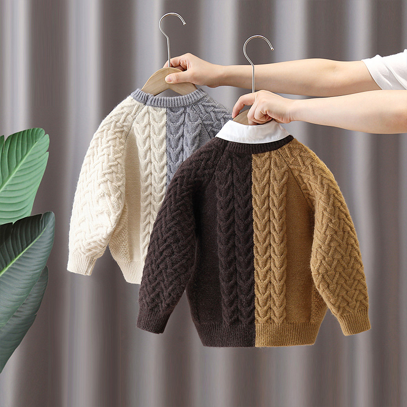 6513 suéter a juego de colores para niños 2025 nueva ropa de otoño e invierno ropa de moda para niños suéter de punto de moda para niños suéter de otoño image 4