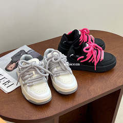 2023 Autumn New Children's Fashion Bread Shoes for Boys in Colorful Laces Low-top Trend Skate Shoes for Girls Casual Shoes