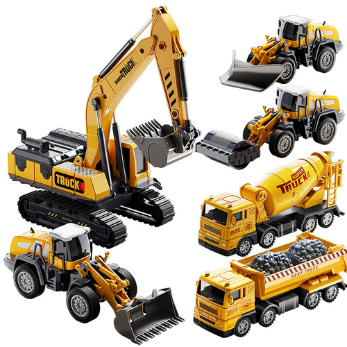 Berges Large Children's Alloy Excavator Toy Boy Mixing Engineering Crane Car Model Set