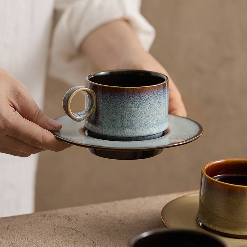 Taza de café de cambio de horno, taza de café con leche de cerámica para el hogar, taza de café americano, taza de té de la tarde, taza de café con ensalada