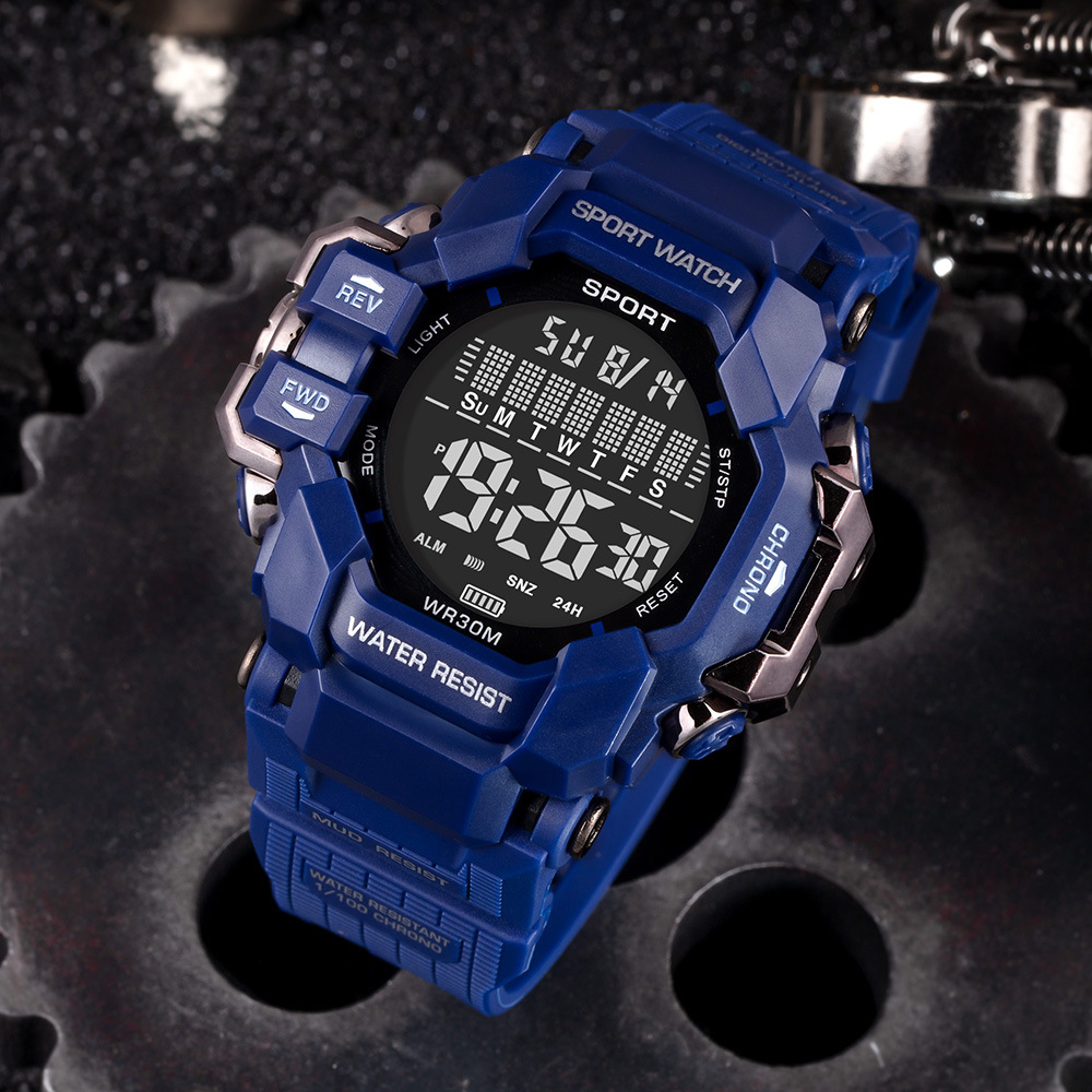 Tendencia de hombres cronometraje deportivo viento reloj electrónico juvenil multifuncional alarma nocturna al aire libre reloj electrónico al por mayor