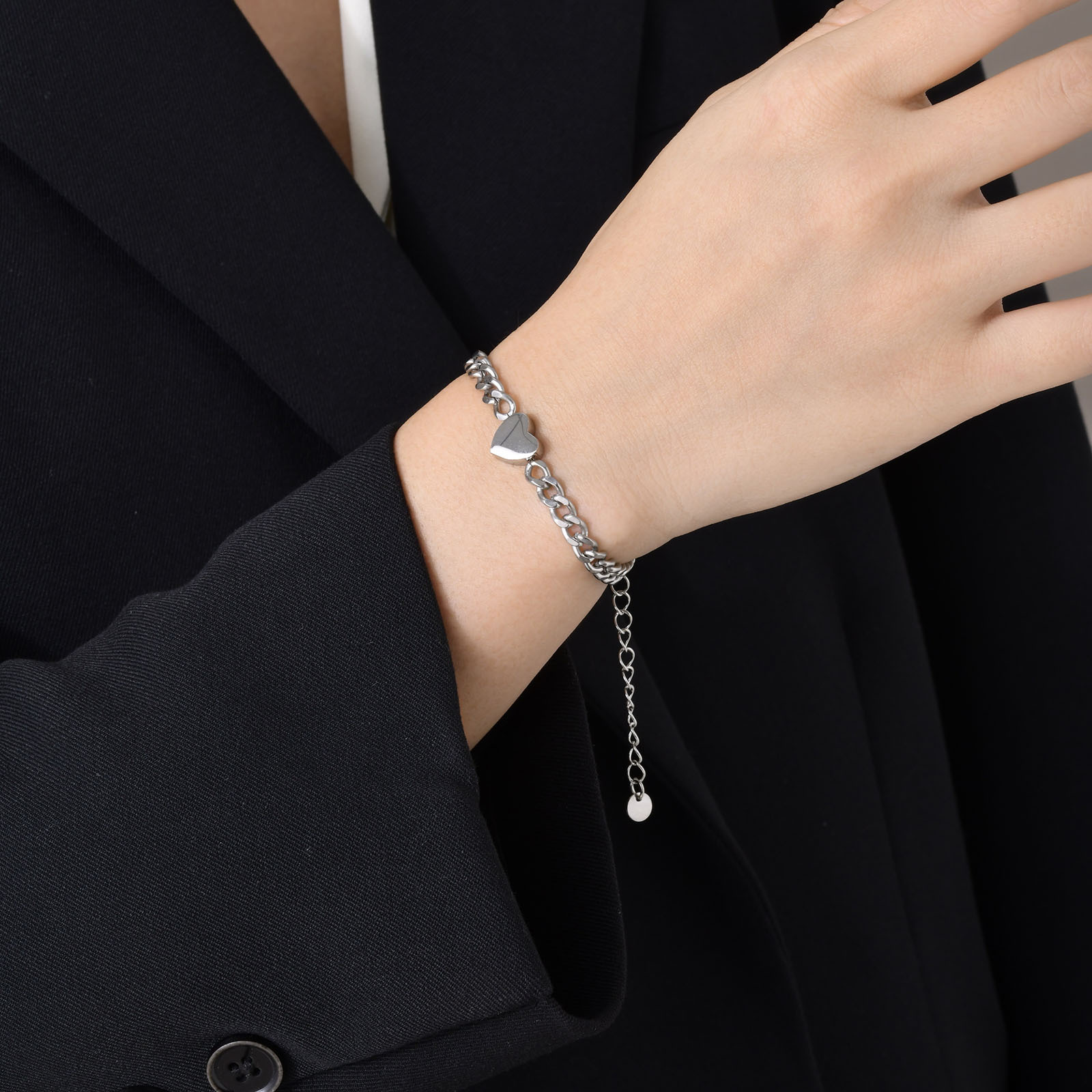 201 Stainless Steel Chain Material Wholesale Jewelry Simple Style Heart Shape 201 Stainless Steel Plating Stainless Steel Rings