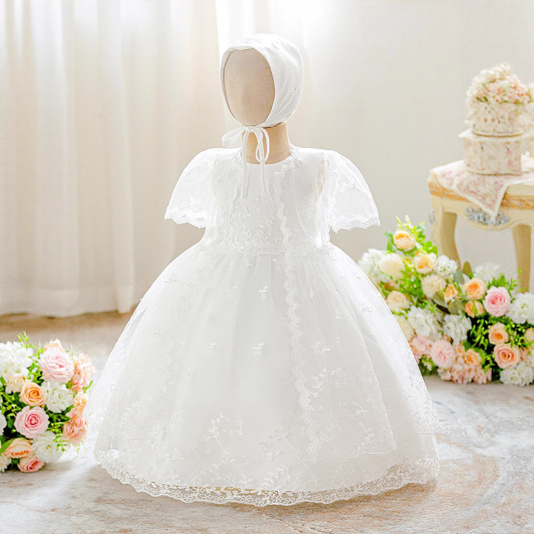 Vestido para niños, vestido de princesa, vestido esponjoso de tres piezas, vestido de fiesta para niña de flores, vestido de lavado de un año para bebés