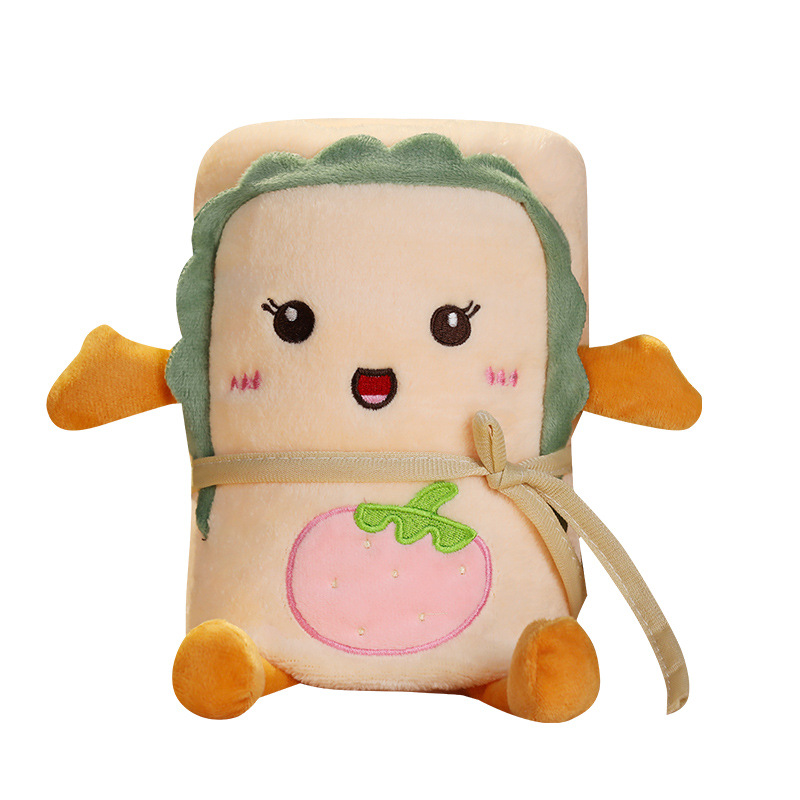 Cartoon Toast peluche oficina siesta pan franela pequeña manta aire acondicionado una sola manta de almacenamiento