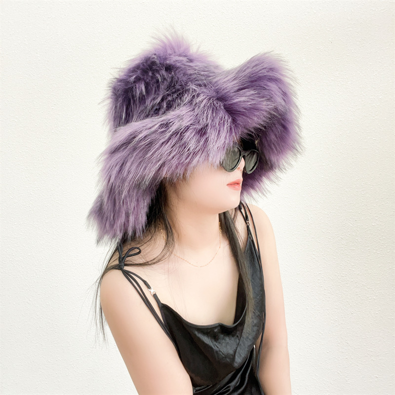 Femmes Dame Punk Bloc De Couleur Grand Avant-toit Chapeau Feutre display picture 2