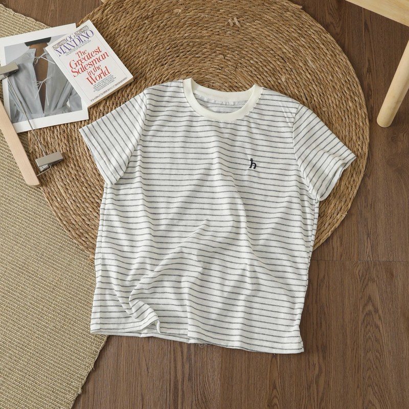 Hazzys/ハギス 25 夏の女性の新しいストライプ夏カジュアル半袖 T シャツドロップシッピング|undefined