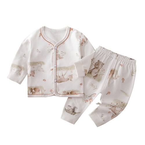 Baby boy and girl set of 2-piece cotton autumn and spring clothes, wholesale baby cotton underwear and sleepwear