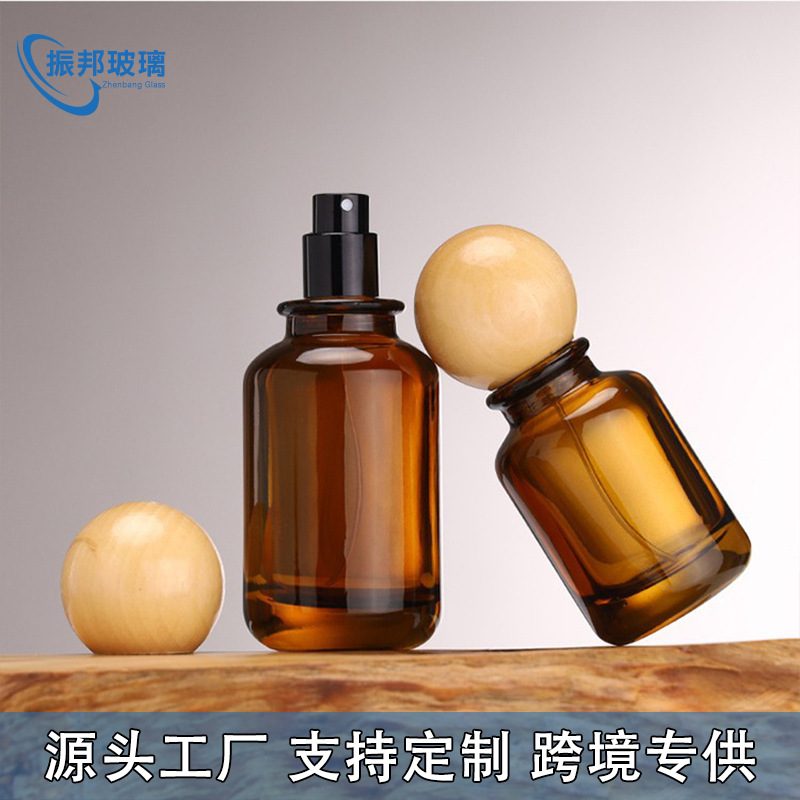100ml香水分装瓶卡口透明喷漆棕色化妆品玻璃瓶子裸瓶喷雾玻璃瓶