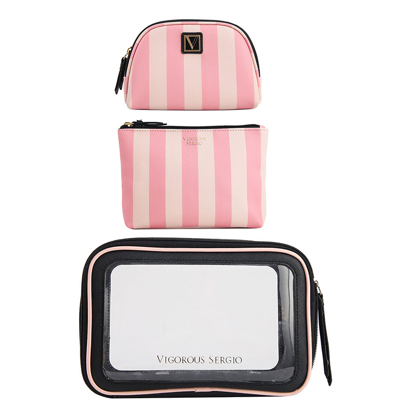 Conjunto de tres piezas-rayas gruesas de polvo femenino en forma de V