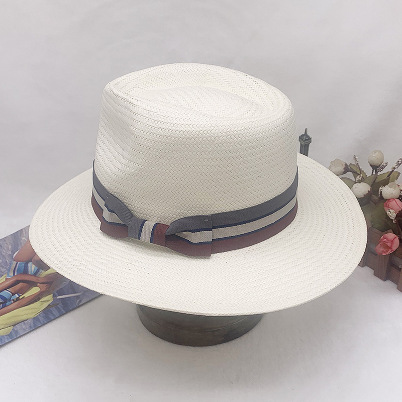Thin straw top hat female tide Korean version all travel visor flat brim Panama straw hat_voghion.com