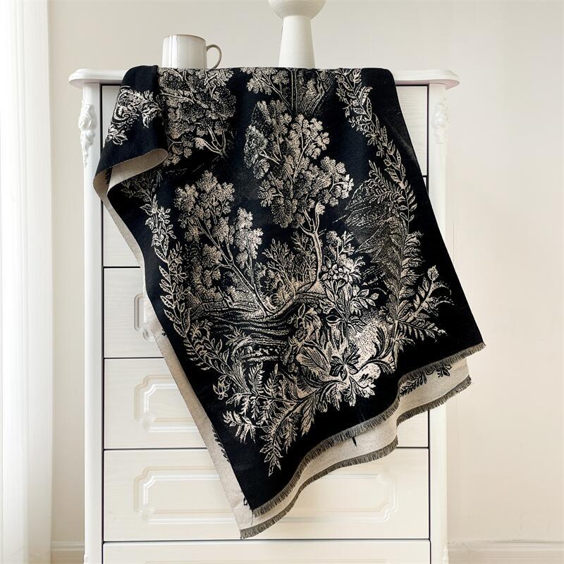 Autunno e inverno nuovi dipinti di paesaggi elegante moda sciarpa scialle lusso donna imitazione cashmere caldo collo_voghion.com