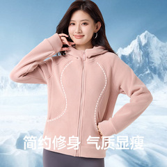 2025新款秋冬lulu款奥粒绒上衣拉链款连帽休闲外套女抓绒男女情侣