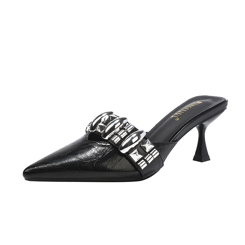2026 nuevo verano diamante punta cabeza de media zapatillas de tacones delgados zapatillas frías de tacones altos con una combinación universal image 6