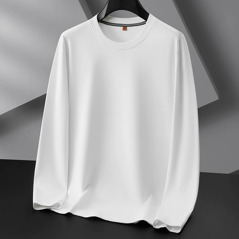 Толстый брат осень 2023 Новая мужская водолазка большого размера с круглым вырезом и длинным рукавом Свободная Базовая рубашка для полных мальчиков