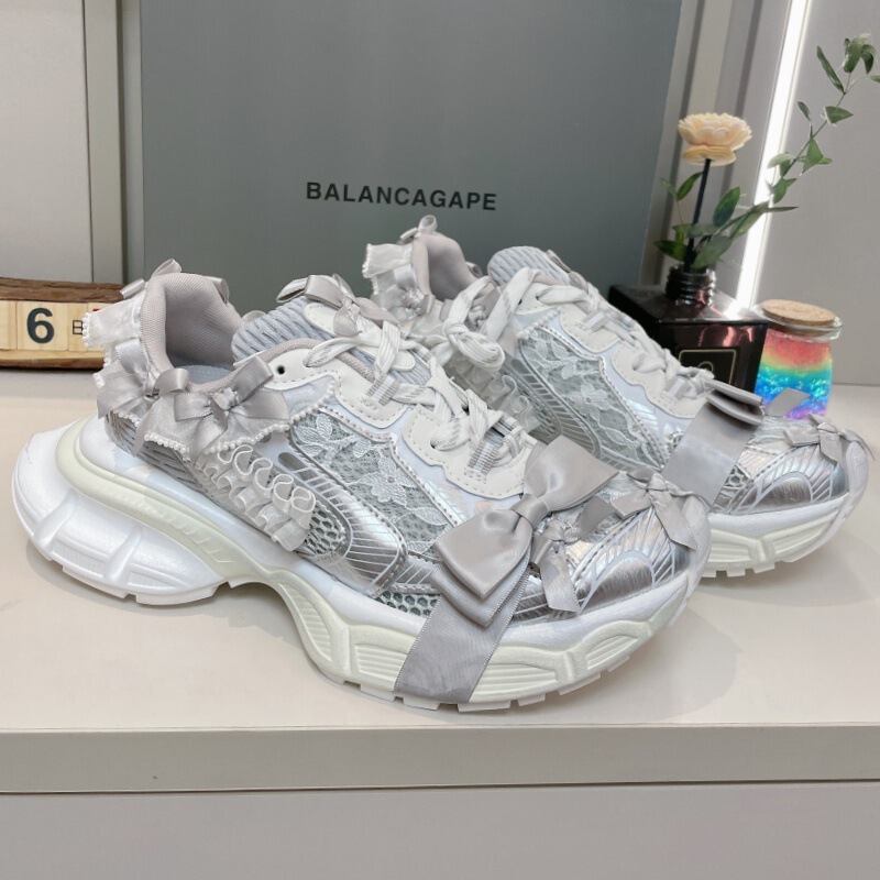 2025ins Torre Shoes Summer Breathable Lace Relaxed Casual Shoes Women's 3XL Thick Bottom Bow sneaker