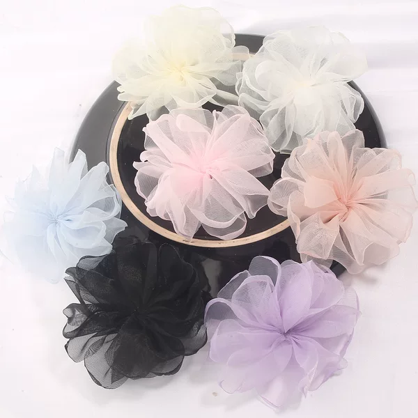 Korean Style Exquisite Atmosphere Organza Burnt Edge Hand-Sewn Flowers DIY Handmade Hair Accessories Shoes and Socks Clothing Accessories Accessories