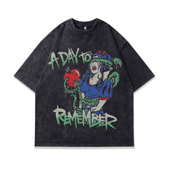 TKPA American high street spoof direct spray printing vintage retro washing and old short-sleeved T-shirt hip-hop national trend brand