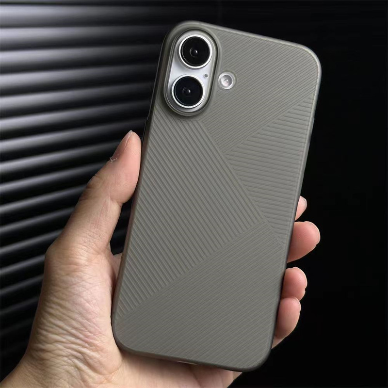 立体条纹几何适用苹果17手机壳超轻薄iPhone17promax纯黑色磨砂16|undefined