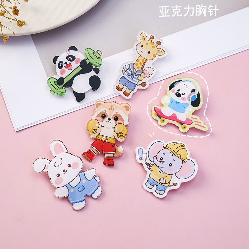 可爱萌物小熊小兔可爱胸针亚克力挂件包包饰品配件贴片卡通熊徽章|undefined