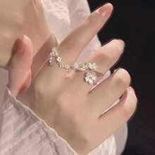 立体花朵戒指银色鸢尾花古风中世纪法式复古宫廷欧式美式开口指环