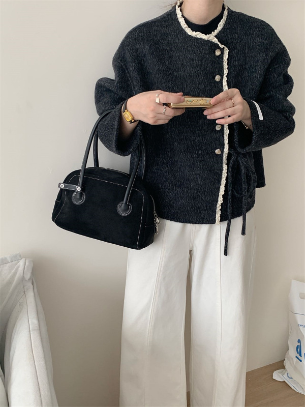 小香风双面羊绒大衣女短款2025秋新款小个子圆领气质小众羊毛外套|undefined
