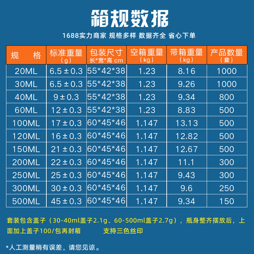 Jinyu small mouth square bottle thickened HDPE chemical alcohol reagent bottle sealed 20-500ml repackaged plastic sample bottle