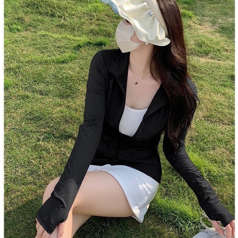 2024 New Style Vertical Collar Yoga Sun Protection Clothing Slim-fit Sports Slim-fit All-match UV-proof Women's Sun Protection Clothing Thin
