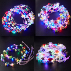 越境で人気の発光花輪、光るLEDライト付き緑の葉と金糸のつる、フォームフラワー、工場卸売供給