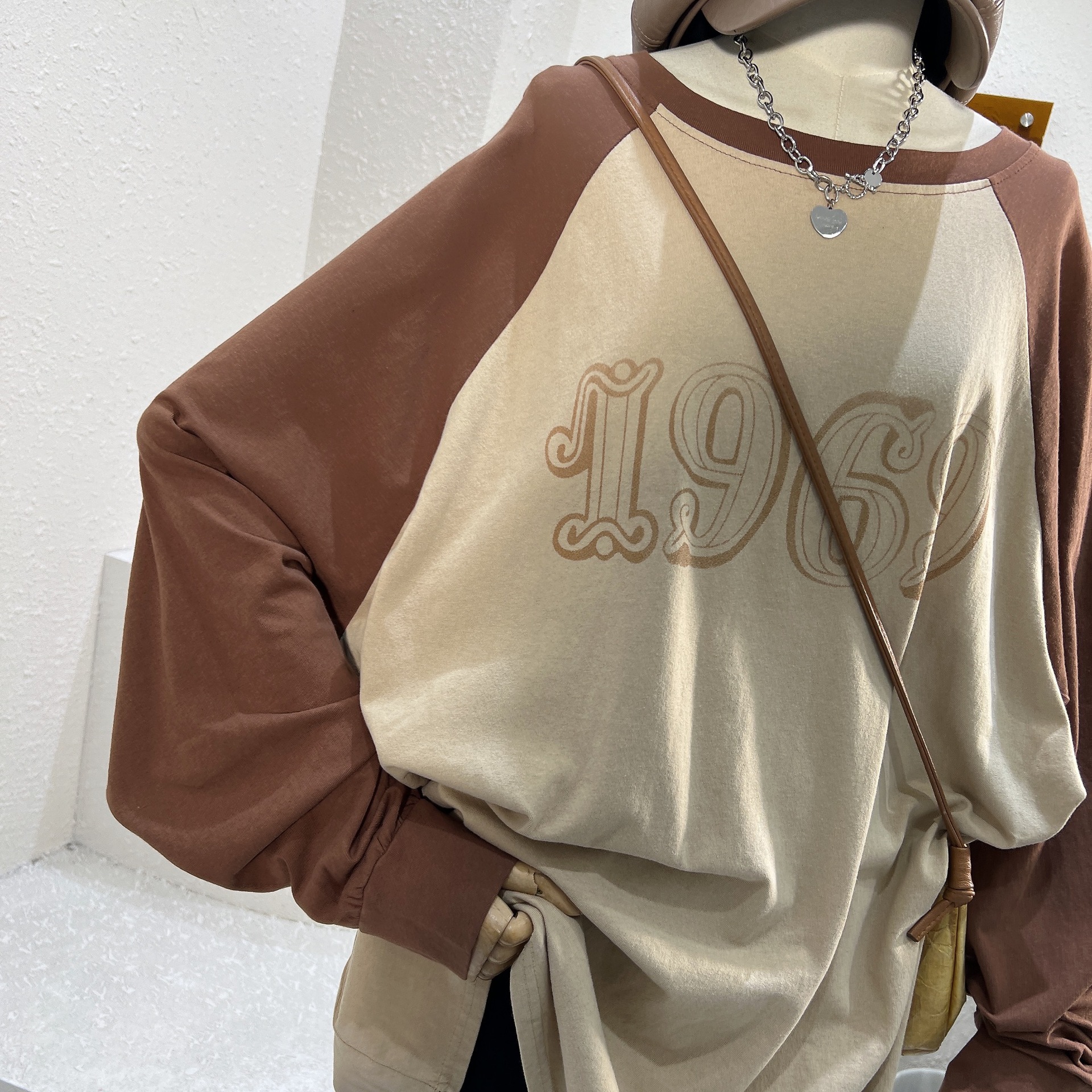 Women's Clothing Vintage Fat Mm2 300 Pounds Extra Large Size Autumn Raglan Sleeve Long Sleeve T Shirt Female Loose Lazy Top_ecoleips.com