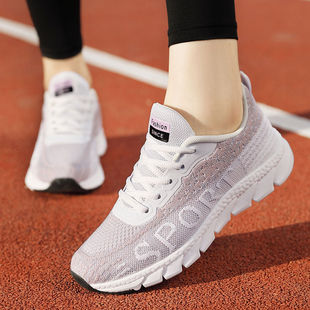 Cross-border Running Shoes Large Size Women's Shoes Summer New Lightweight Breathable Sneakers Shock Absorption Soft Sole Fly-woven Mesh Running Shoes