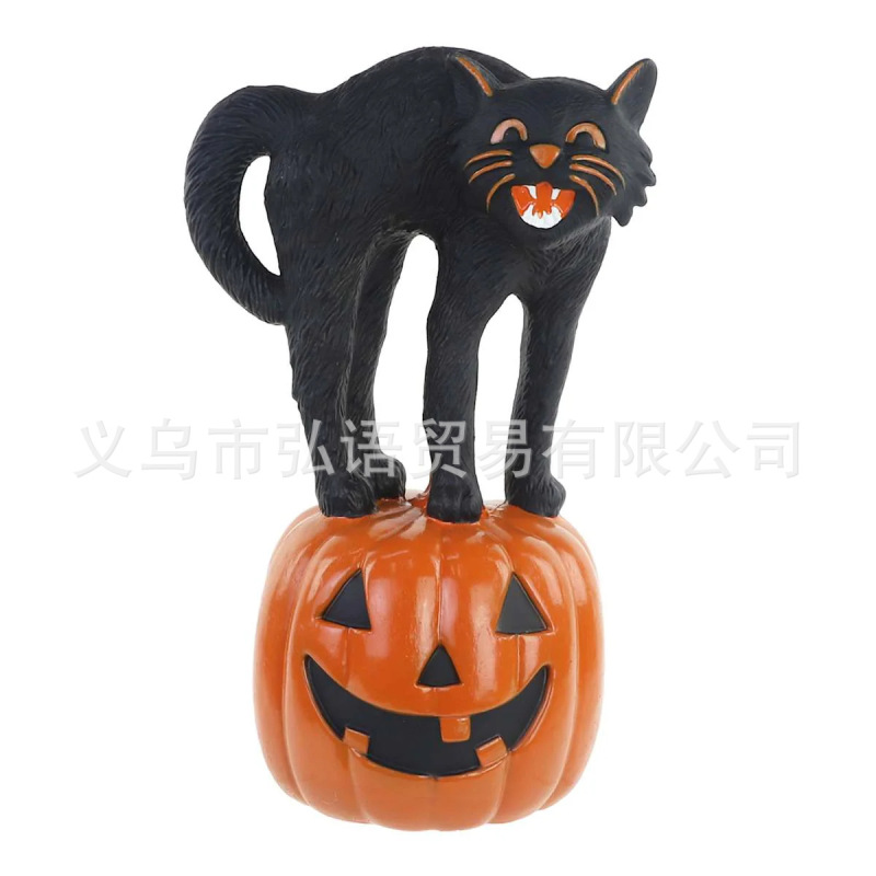 跨境创意万圣节装饰南瓜猫咪节日氛围场景派对桌面装饰摆件|undefined