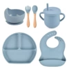 Y21 Smile Face Date+Silicone Bowl+Deldoor Pocket+Woodpowers Spoon Fork+Pharise Cup