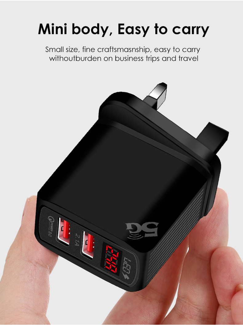 5V2.4A Multi port USB punjač Inteligentni digitalni zaslon Trenutni napon Glava za punjenje mobilnog telefona Pogodna za Apple_voghion.com