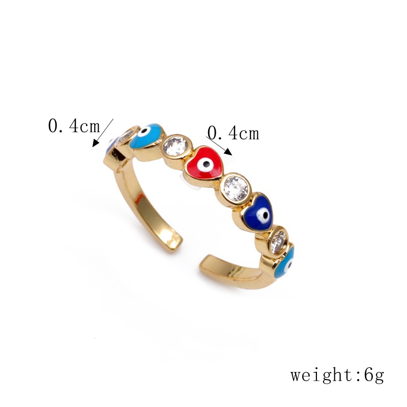 Fashion Heart Shape Eye Copper Open Ring Inlay Zircon Copper Rings