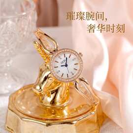 歌迪轻奢镶钻学生表百搭时尚防水合金腕表女士手链石英手表批发