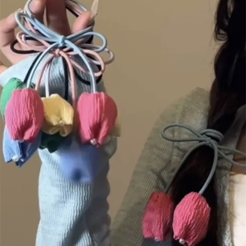 12g Weight Cute Modern Style Women's Tulips Cloth Hair Tie