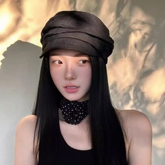 しわのデザインの黒いアヒルの舌の帽子の子供の春の夏の薄いタイプの通気性の綿の麻の前に帽子を入れます。
