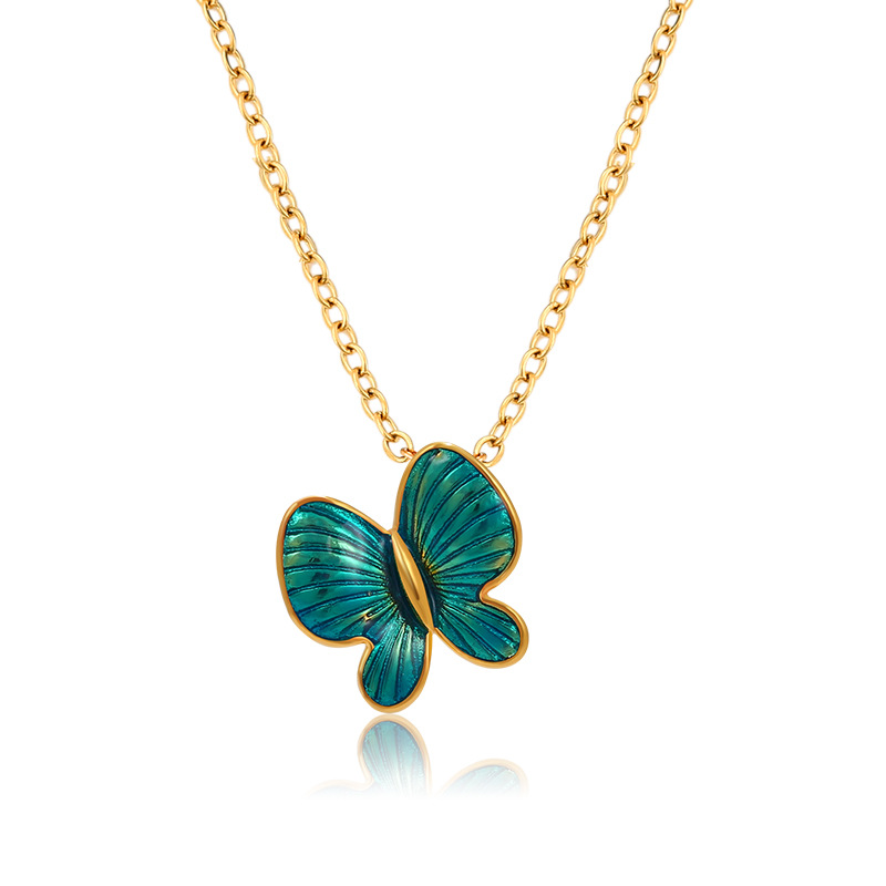 Joyería de xupe colorido esmalte gota aceite mariposa colgante temperamento femenino Corea del Sur simple nicho colgante de verano joyería