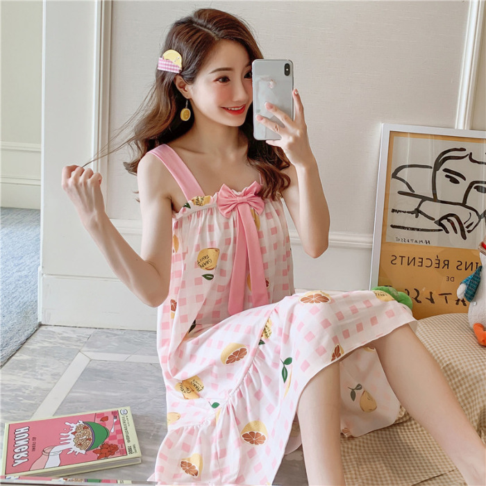 Pijama de verano para mujeres coreanas, pijama sexy para mujeres medianas y largas, mangas cortas, falda de hombro abierta, vestido suelto.